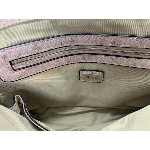 Guess Faux Ostrich Stud Purse with Chain Strap Tan Nude Beige Authentic - Picture 7 of 10